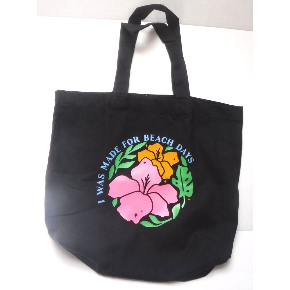 Reusable Black Cotton Tote Bag